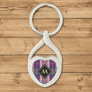 Purple, Gold and Blue Tartan Key Ring