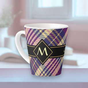 Purple, Gold and Blue Tartan Latte Mug