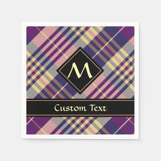 Purple, Gold and Blue Tartan Napkin (Front)