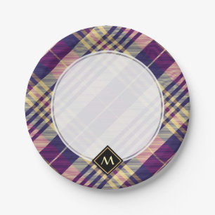 Purple, Gold and Blue Tartan Paper Plate