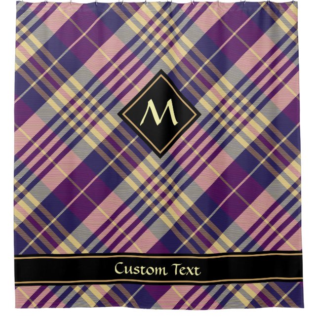 Purple, Gold and Blue Tartan Shower Curtain (Front)