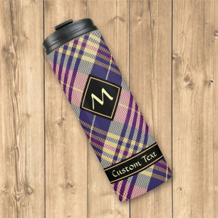 Purple, Gold and Blue Tartan Thermal Tumbler