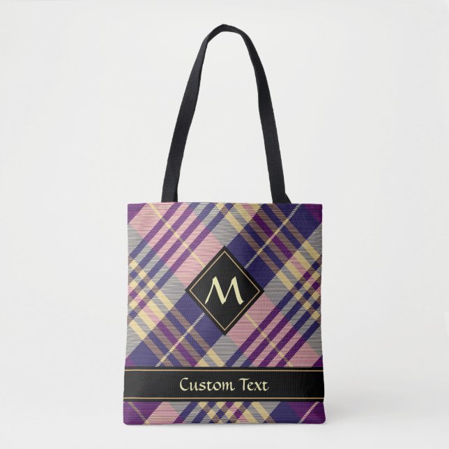 Purple, Gold and Blue Tartan Tote Bag (Front)