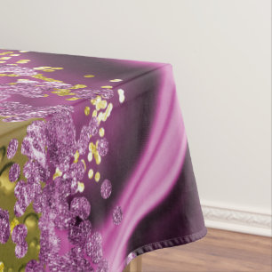 Purple, Gold and White Ombre Monogram   Ocean Tablecloth