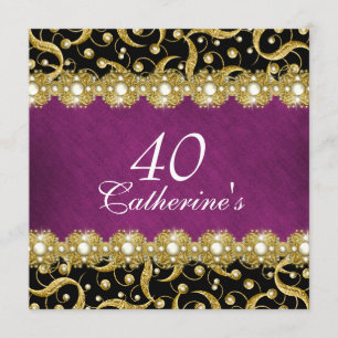 Purple gold "any age" elegant party invitation