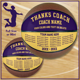 Purple, Gold Basketball Coach Appreciation Gifts