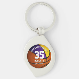 purple gold basketball jersey number key ring