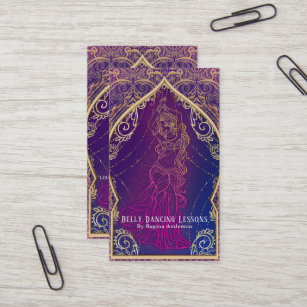 Purple & Gold Belly Dancing Lessons Dancers Dance Business Card