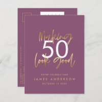 purple gold birthday simple stylish elegant script