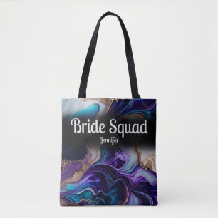 Purple, Gold & Black Bride Squad Wedding Tote Bag