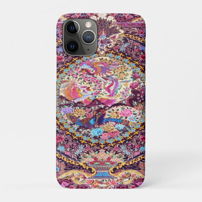 Purple Gold Blue Persian Floral Flowers Peacock Case-Mate iPhone Case (Back)