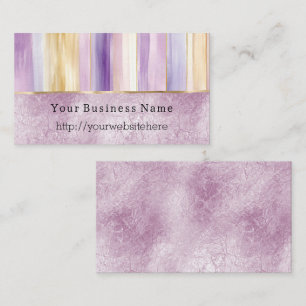 Purple Gold Blush Stripes Business name website Card