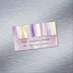 Purple Gold Blush Stripes Business name website Magnetic Business Card