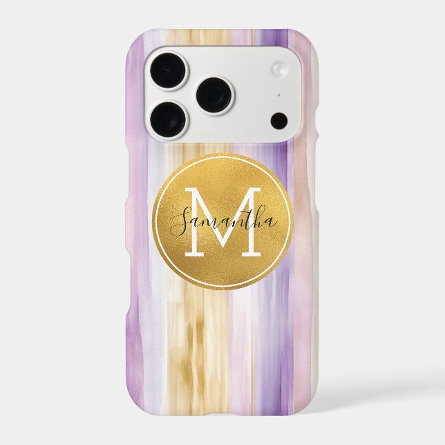 Purple Gold Blush Stripes Monogram (Back)