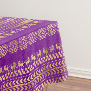 Purple & Gold Bohemian Unicorn Pattern Tablecloth