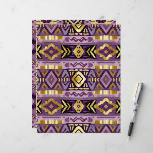 Purple & Gold Boho Aztec Geo Patterns Scrapbook