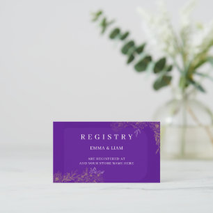 Purple Gold Botanical Floral Wedding Registry Enclosure Card