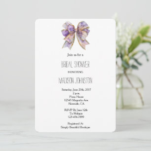 Purple Gold Bow Bridal Shower Invitation