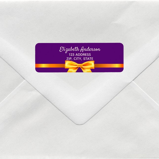 Purple gold bow return address (Creator Uploaded)