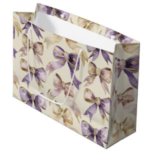Purple Gold Bows Birthday Large Gift Bag
