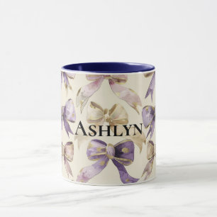 Purple Gold Bows Birthday Mug