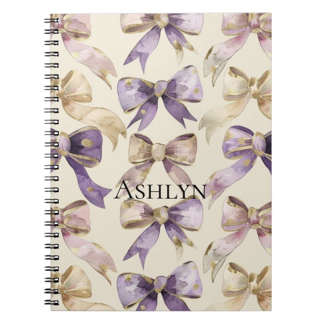 Purple Gold Bows  Notebook (Front)
