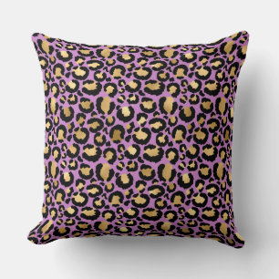 Purple Gold/Brown Gold Leopard Reversible Pillow