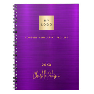 Purple gold business logo elegant signature notebook