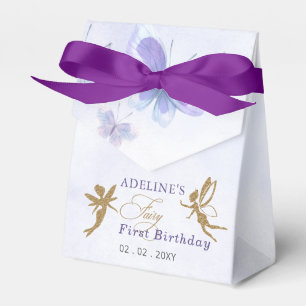 Purple Gold Butterflies Fairy First Birthday Favour Box