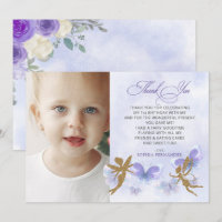 Purple Gold Butterflies Fairy First Birthday