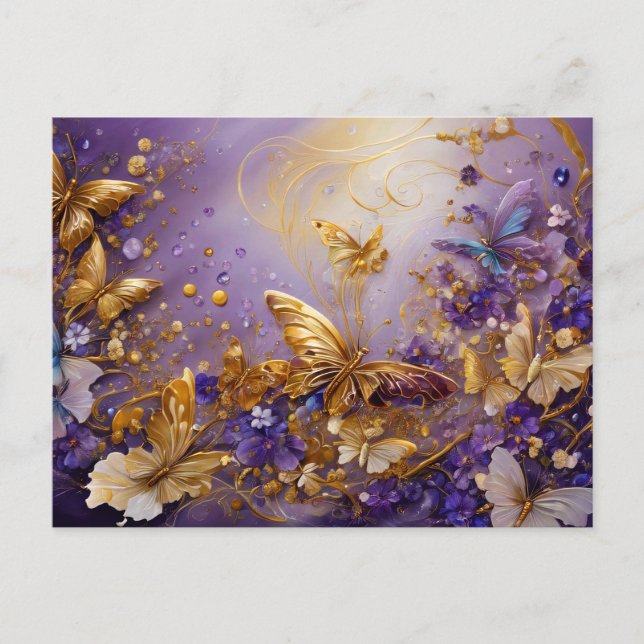 Purple & Gold Butterfly # 16 Postcard (Front)