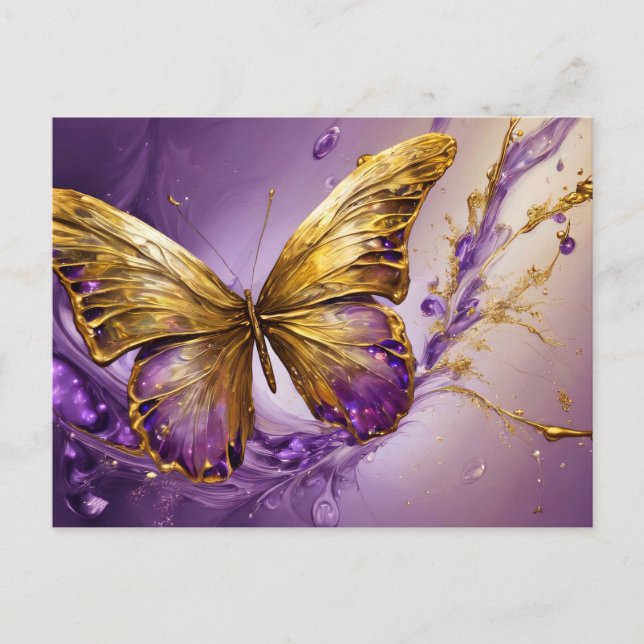 Purple & Gold Butterfly # 19 Postcard (Front)