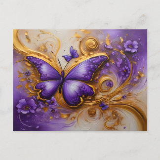 Purple & Gold Butterfly # 2 Postcard