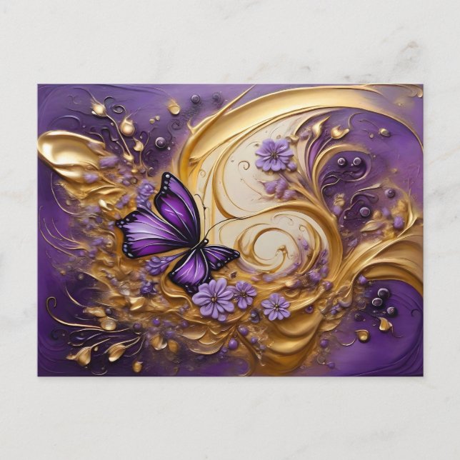 Purple & Gold Butterfly # 5 Postcard (Front)