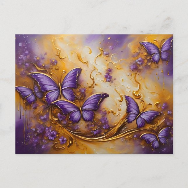 Purple & Gold Butterfly # 6 Postcard (Front)