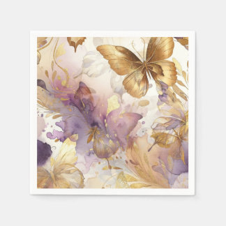 Purple & Gold Butterfly Dress Fantasy Sweet 16  Napkin