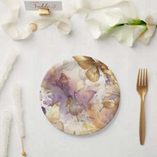 Purple & Gold Butterfly Dress Fantasy Sweet 16  Paper Plate