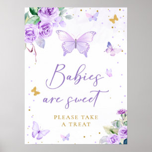 Purple Gold Butterfly Floral Babies Are Sweet Poster