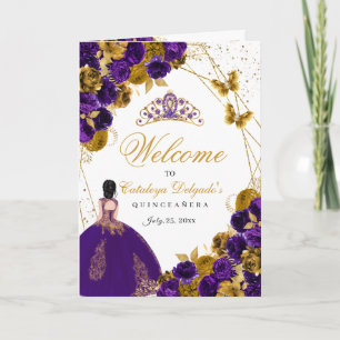 Purple & Gold Butterfly Quinceanera Program Invitation