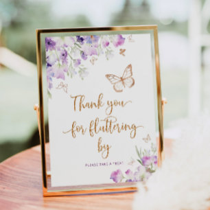 Purple gold butterfly Thank you for fluttering by Poster