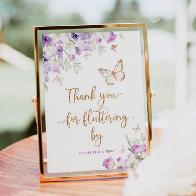 Purple gold butterfly Thank you for fluttering by Poster (Creator Uploaded)