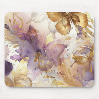Purple & Gold Butterfly Watercolor Butterflies Mouse Pad