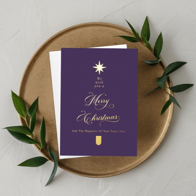 Purple Gold Calligraphy Christmas Card (Creator Uploaded)