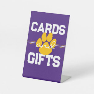 Purple & Gold Cards & Gifts Graduation Table Pedestal Sign