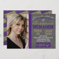 Purple & Gold Chalkboard Graduation Invitation