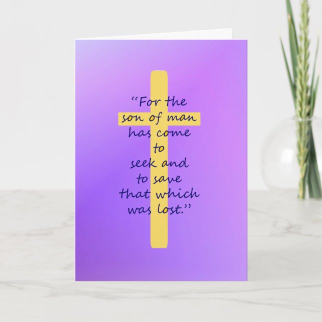 Purple Gold Christian Cross Easter Card (Front)