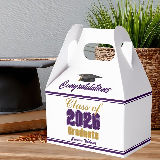 Purple Gold Class of 2026 Graduation Party Favour Box (Creator Uploaded)