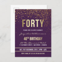 Purple | Gold Confetti 40th Birthday Party