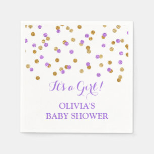 Purple Gold Confetti Baby Shower Napkin