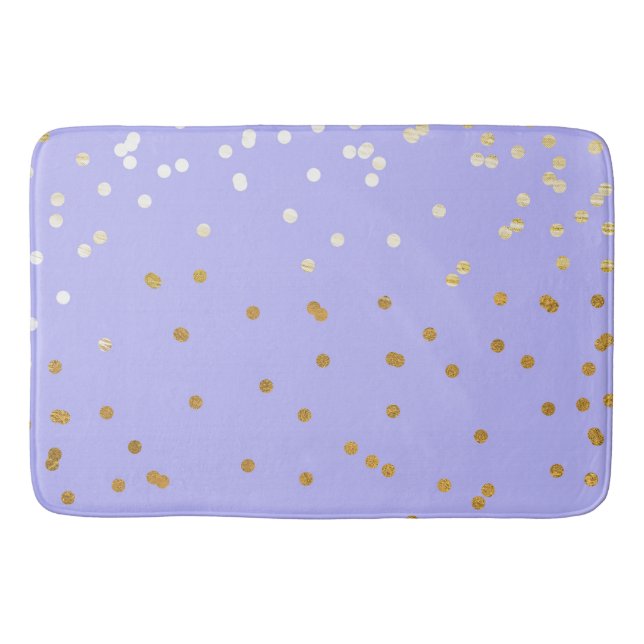 Purple & Gold Confetti Dots Modern Glamour Glam Bath Mat (Front)